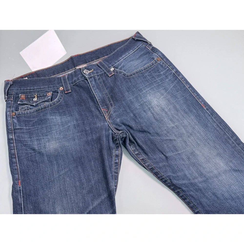 True Religion Ricky Straight Leg Mens Blue Denim 100% Cotton Jeans - 38x32